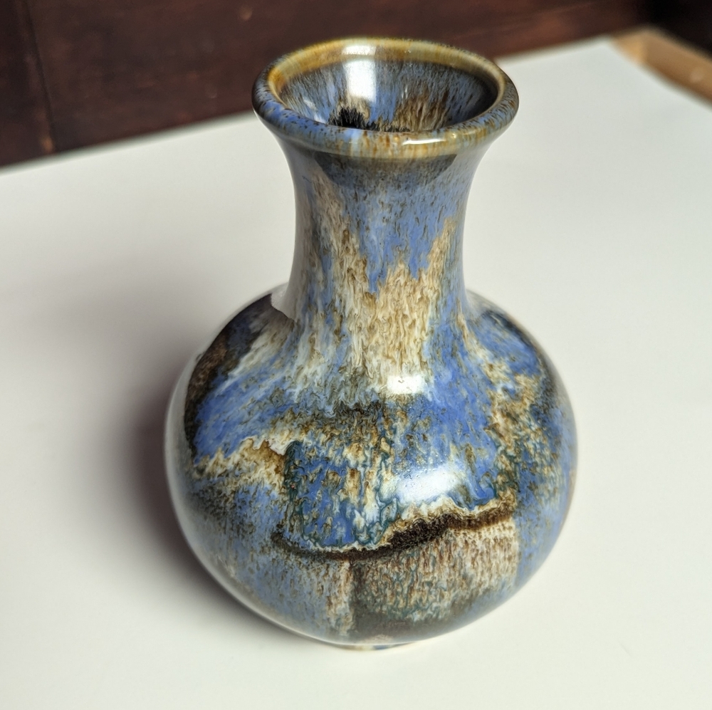 Vintage Hermitage Art Pottery Marble Bud Vase Handcraft Mid-century Modern Decor